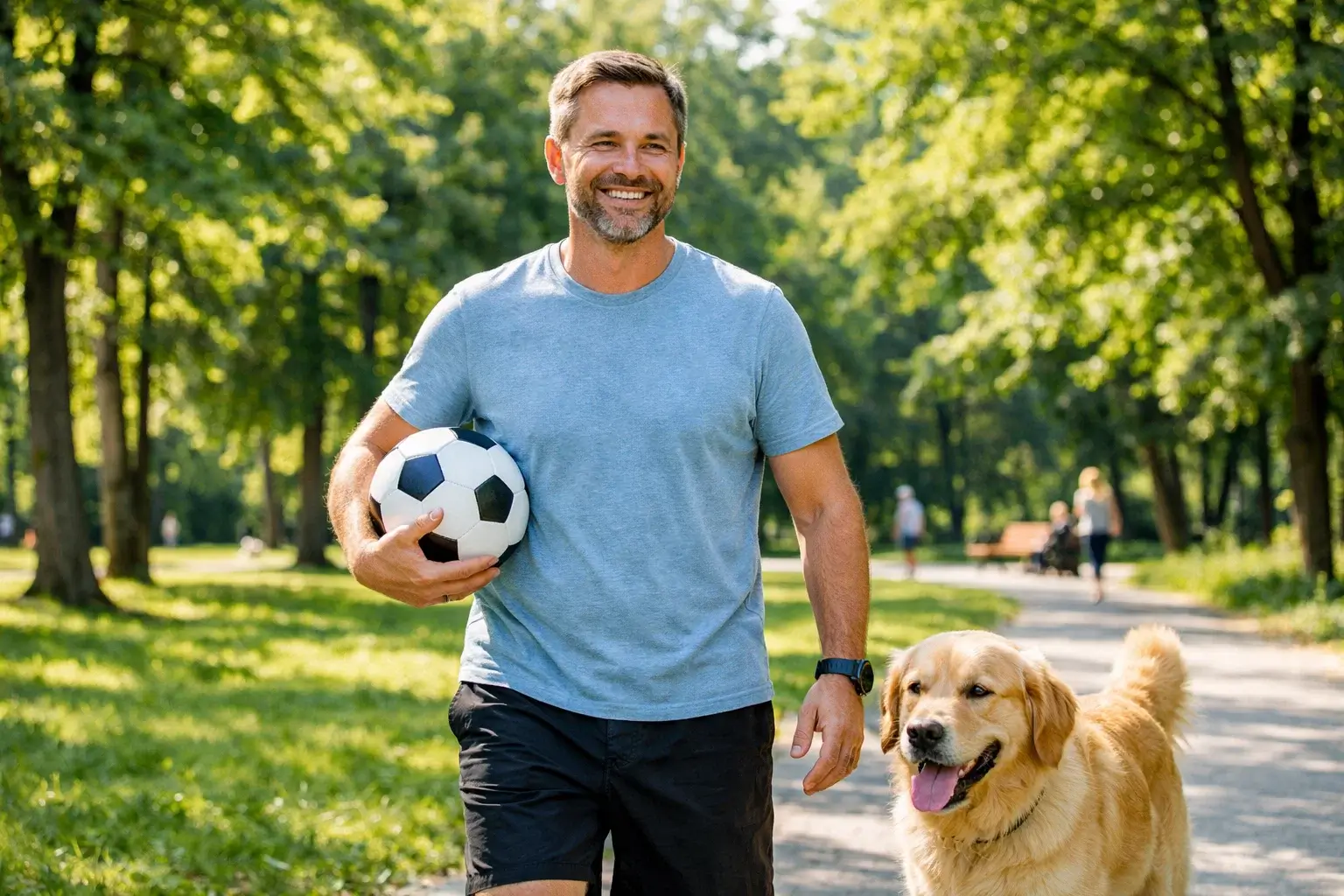 Healthy lifestyle scene with sports and outdoor activities