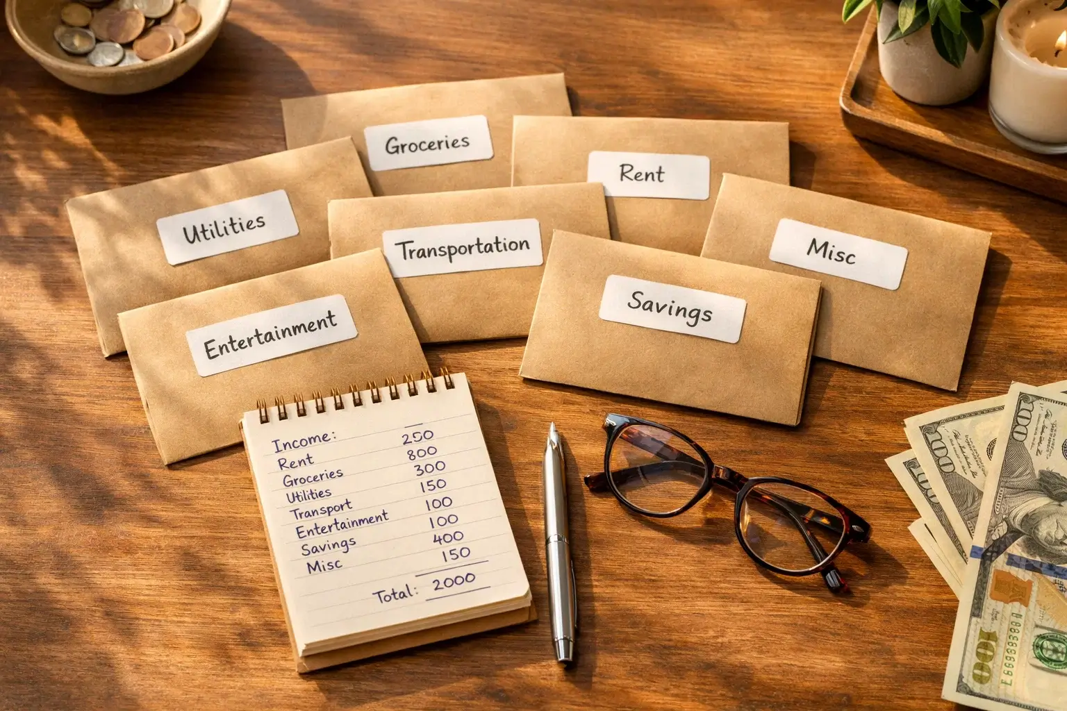 Organized financial planning materials on desk