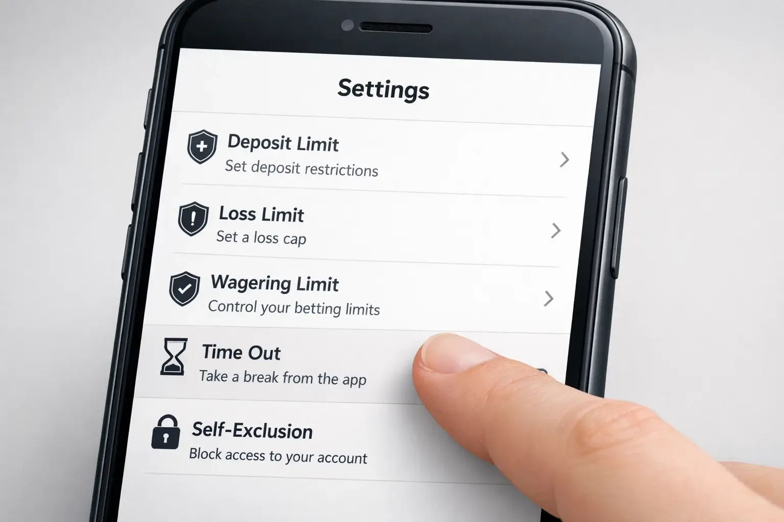 Smartphone showing betting app deposit limit settings