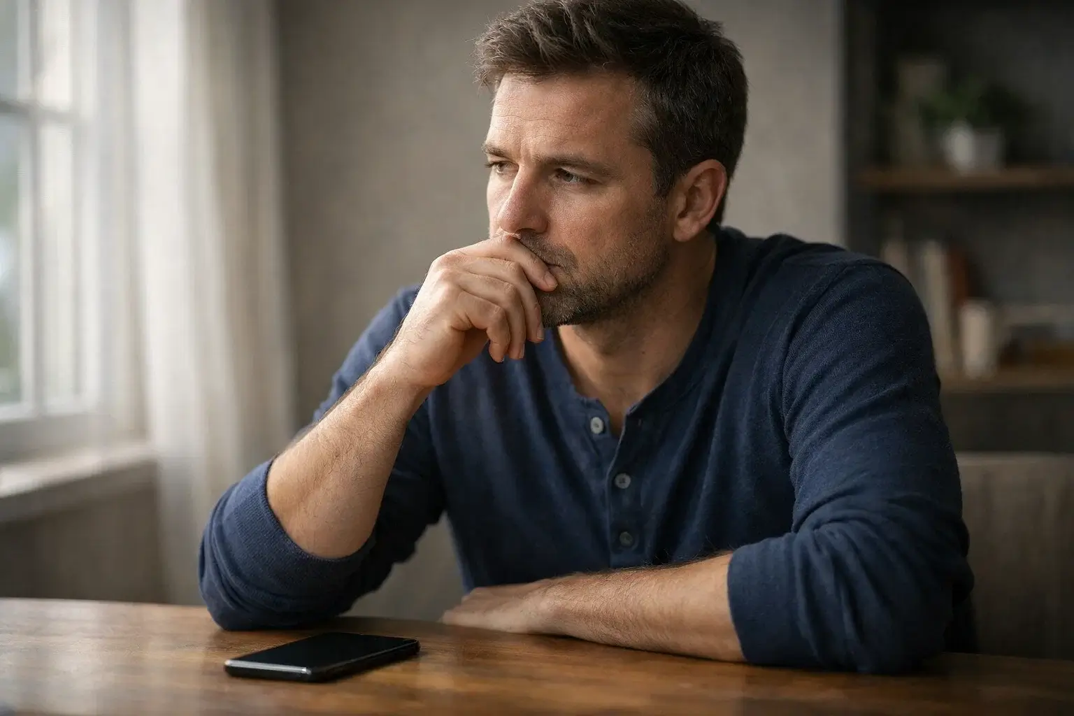 Person pausing thoughtfully before placing bet