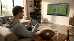 Image of a man watching a football match